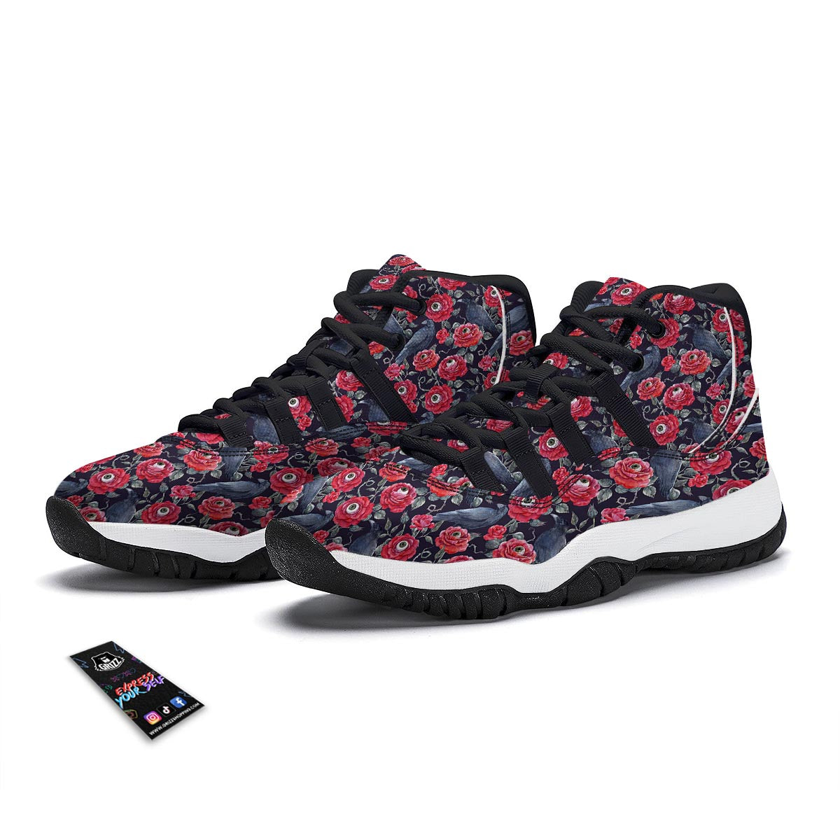 Horror Roses With Eyeballs Black Bball Shoes-grizzshop