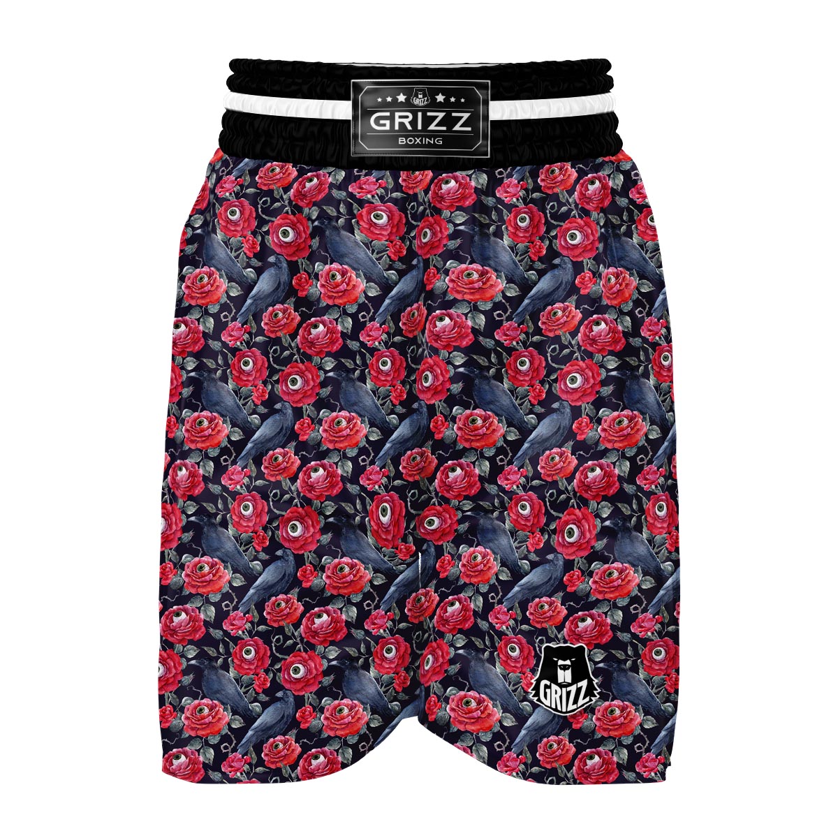 Horror Roses With Eyeballs Boxing Shorts-grizzshop