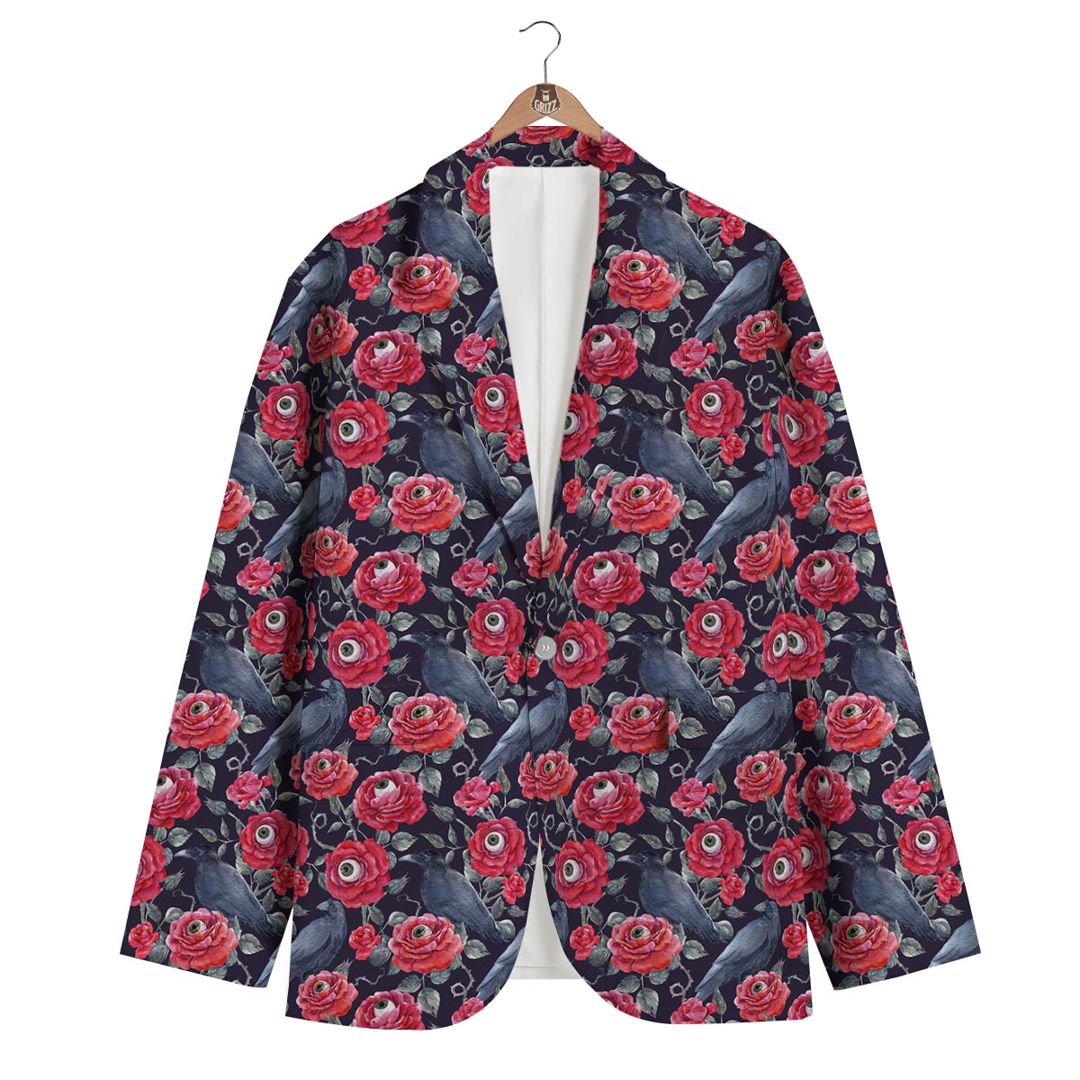 Horror Roses With Eyeballs Men's Blazer-grizzshop