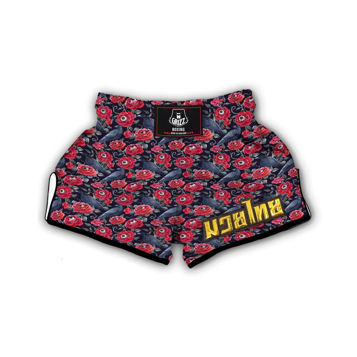 Horror Roses With Eyeballs Muay Thai Boxing Shorts-grizzshop