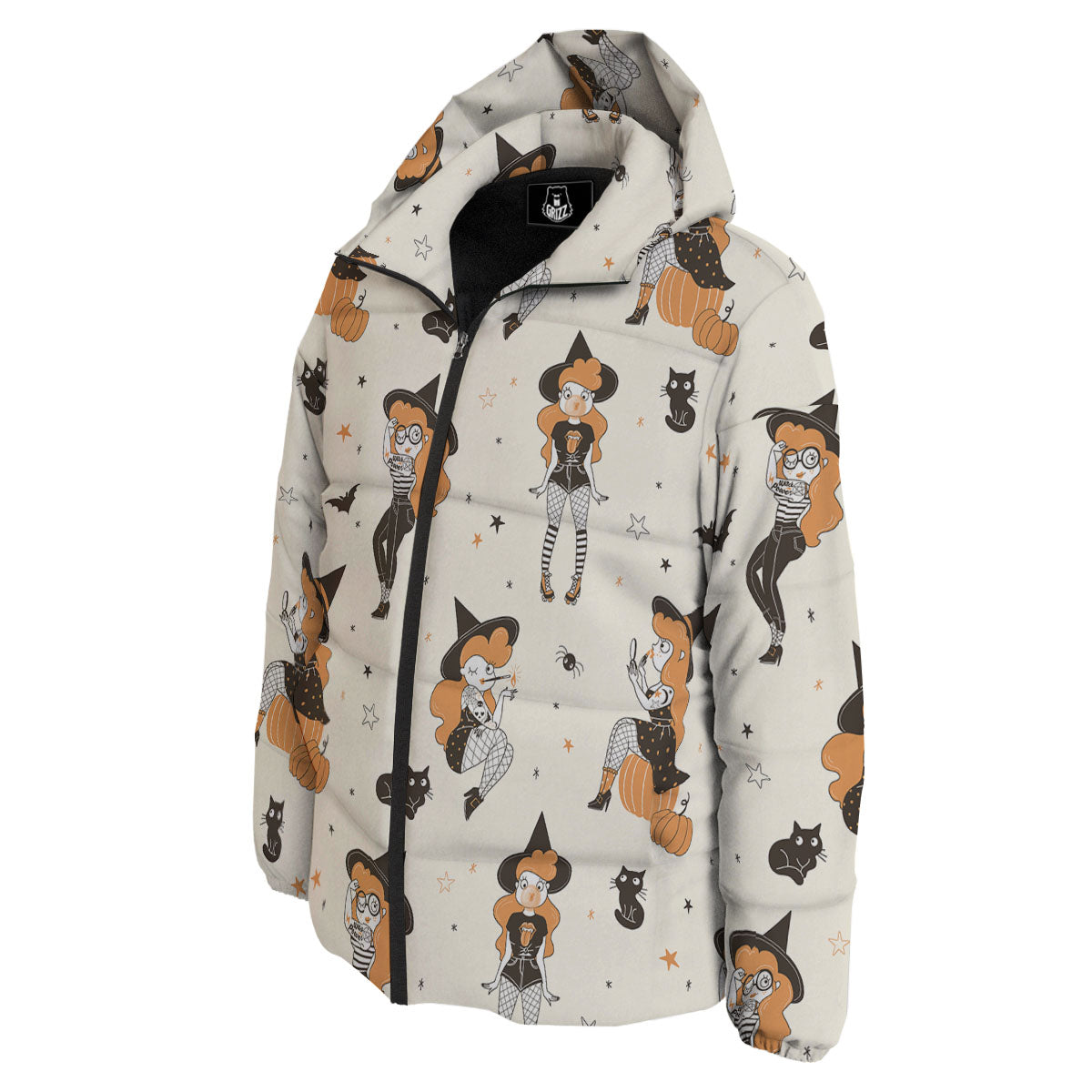 Horror Witch Black And Red Print Pattern Down Jacket-grizzshop