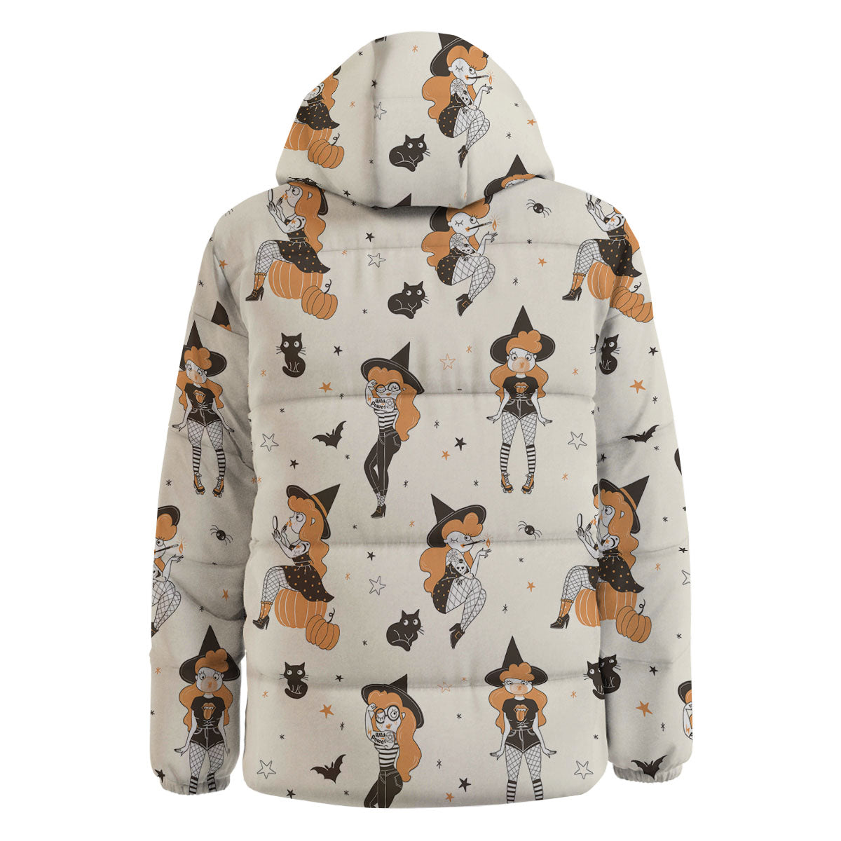 Horror Witch Black And Red Print Pattern Down Jacket-grizzshop