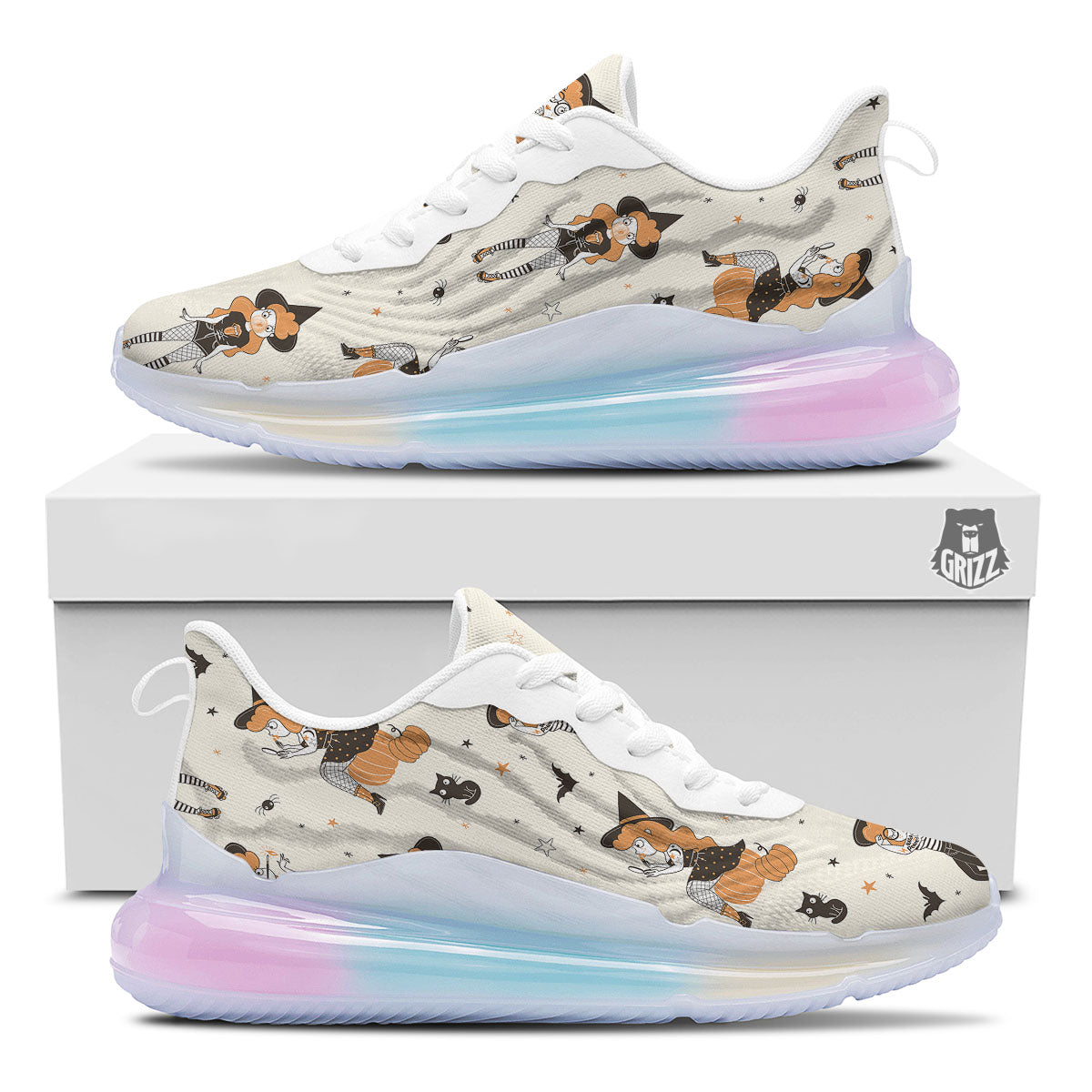 Horror Witch Black And Red Print Pattern Running Sneakers-grizzshop