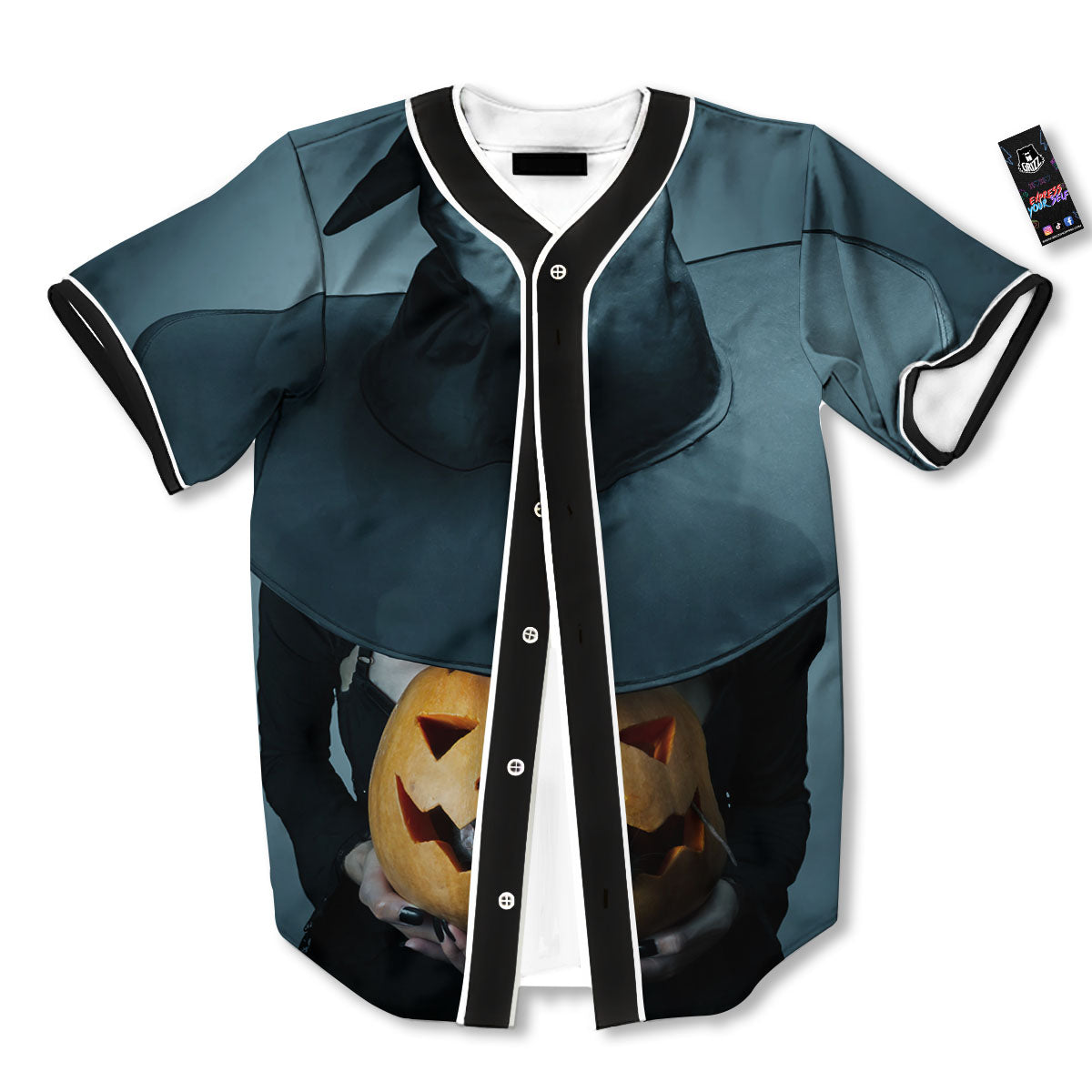 Horror Witch Halloween Print Baseball Jersey-grizzshop
