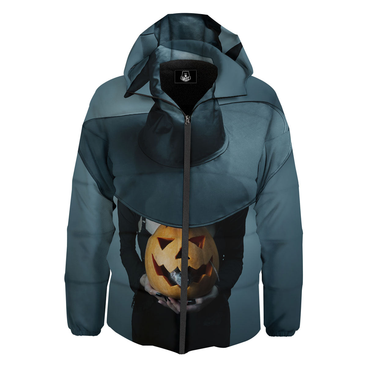 Horror Witch Halloween Print Down Jacket-grizzshop