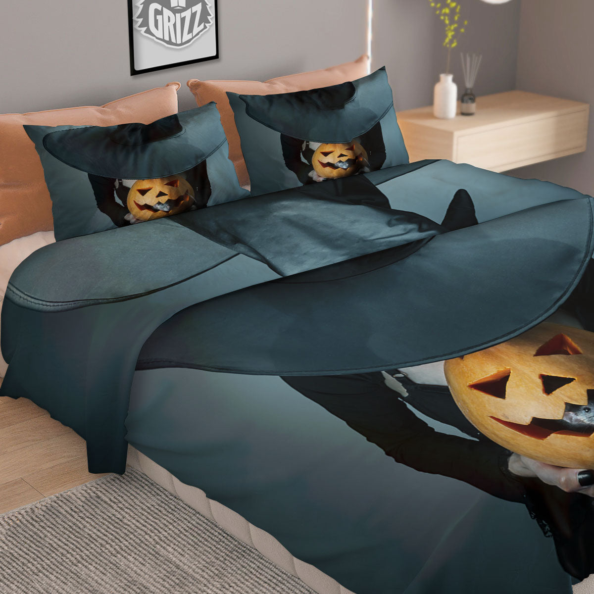 Horror Witch Halloween Print Duvet Cover Bedding Set
