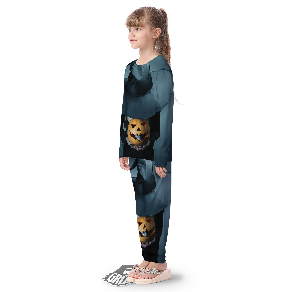 Horror Witch Halloween Print Kid's Pajamas-grizzshop