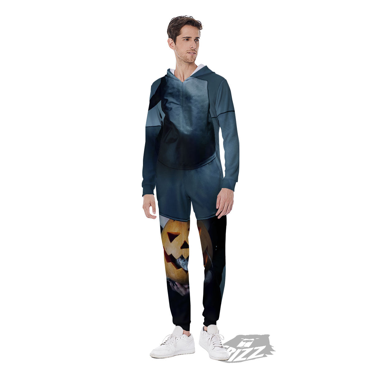 Horror Witch Halloween Print Men's Jumpsuit-grizzshop