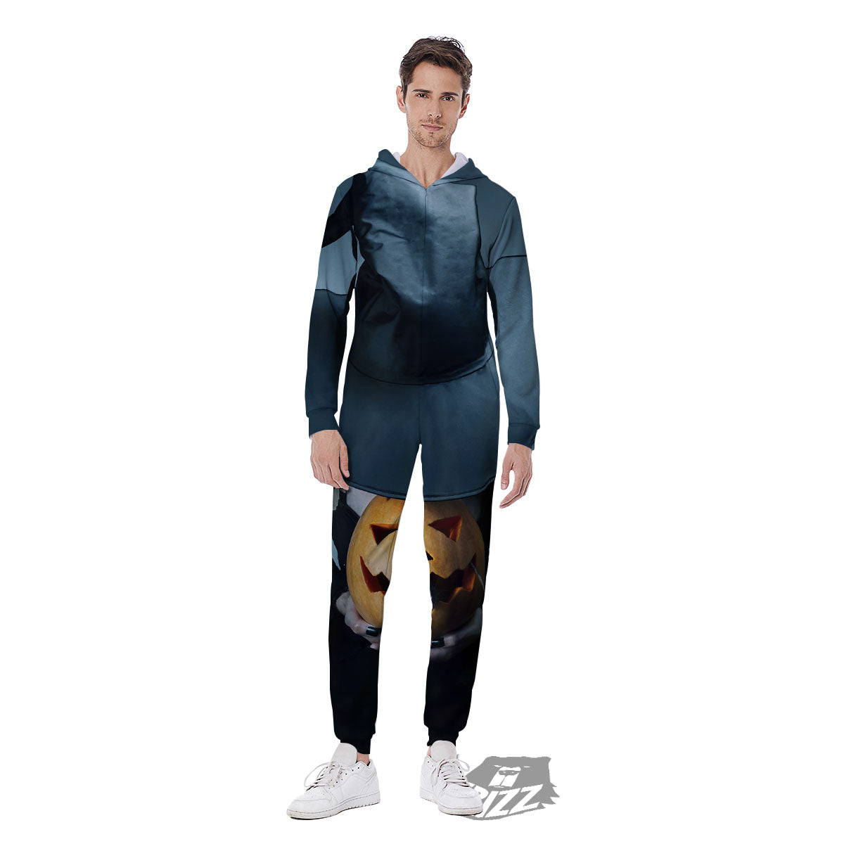 Horror Witch Halloween Print Men's Jumpsuit-grizzshop