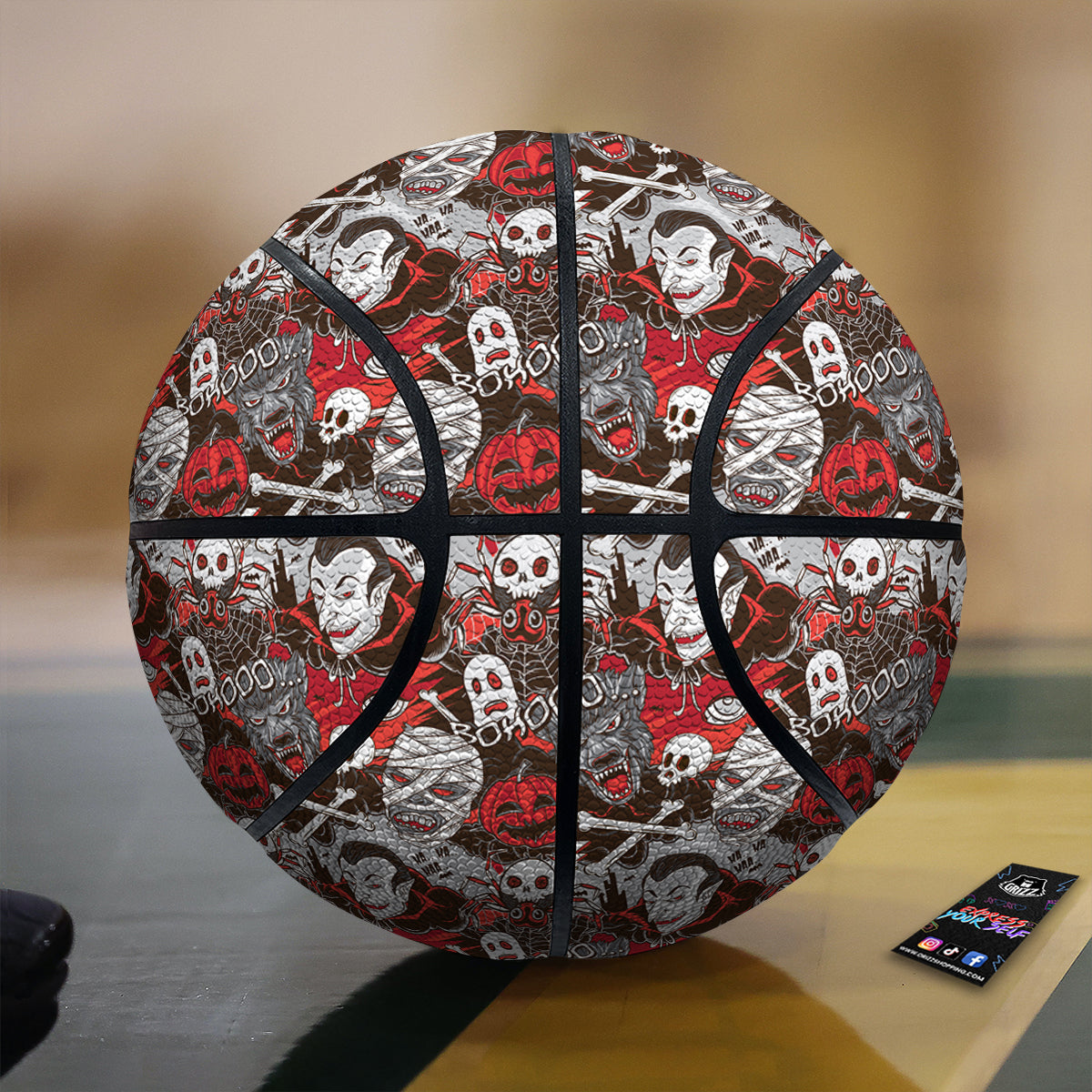 Horror Monsters Halloween Print Pattern Basketball