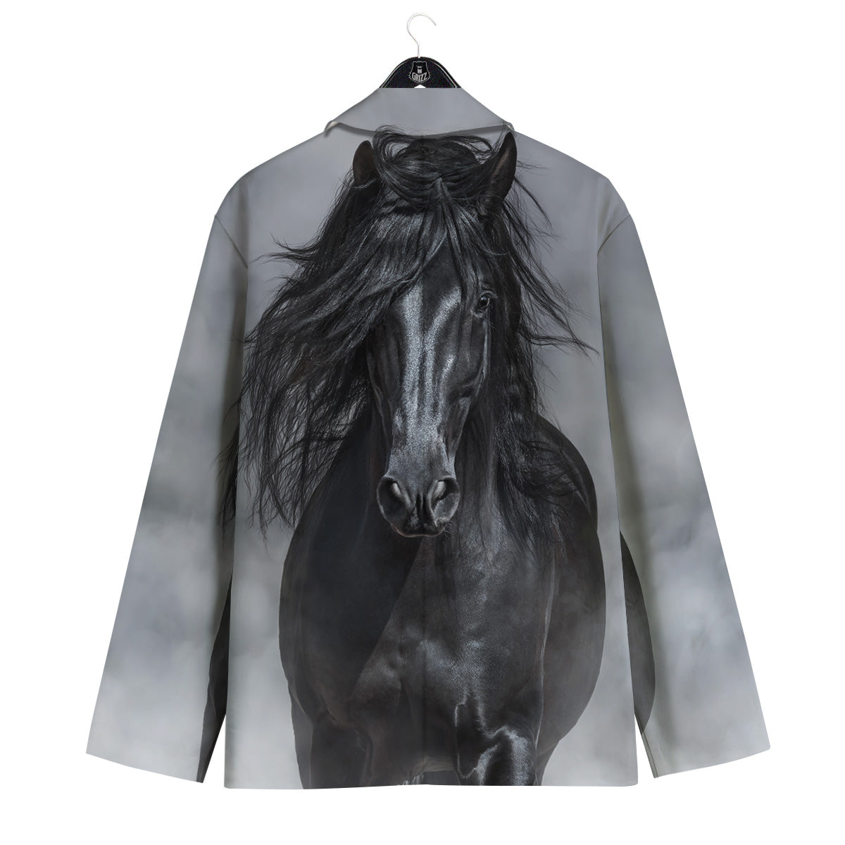 Horse Black Stallion Print Men's Sport Coat-grizzshop
