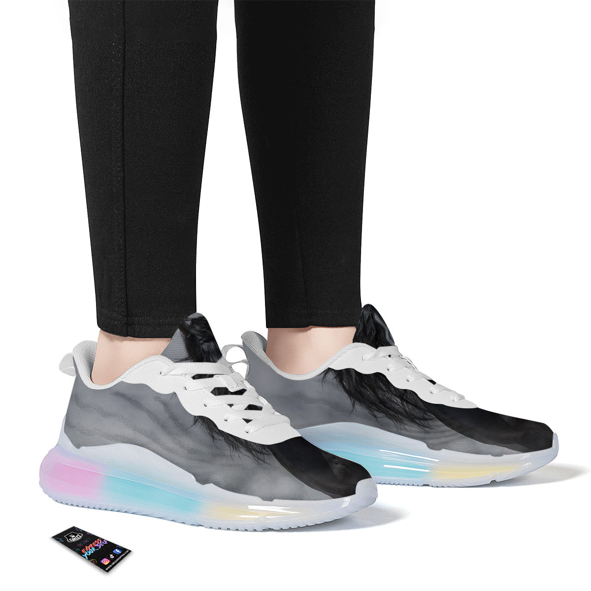 Horse Black Stallion Print Running Sneakers-grizzshop