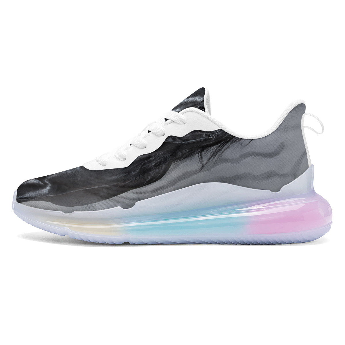 Horse Black Stallion Print Running Sneakers-grizzshop