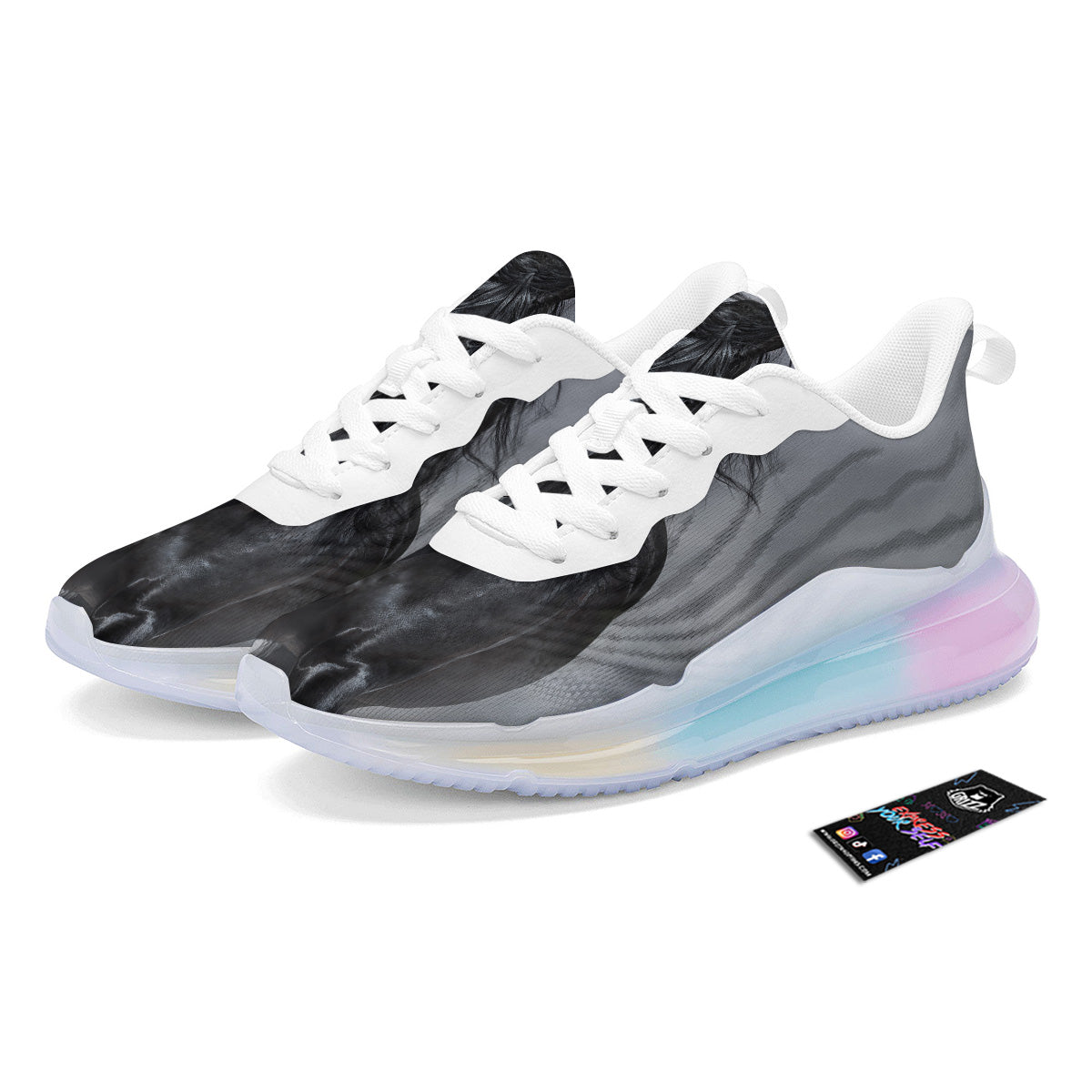 Horse Black Stallion Print Running Sneakers-grizzshop