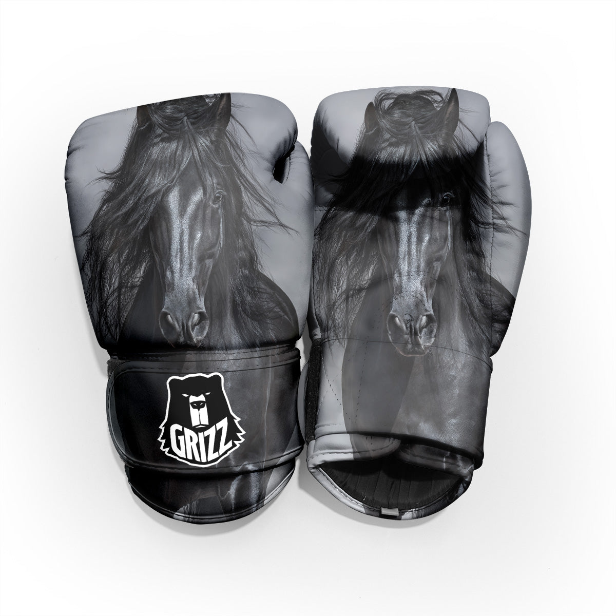 Horse Black Stallion Print Pro Boxing Glove