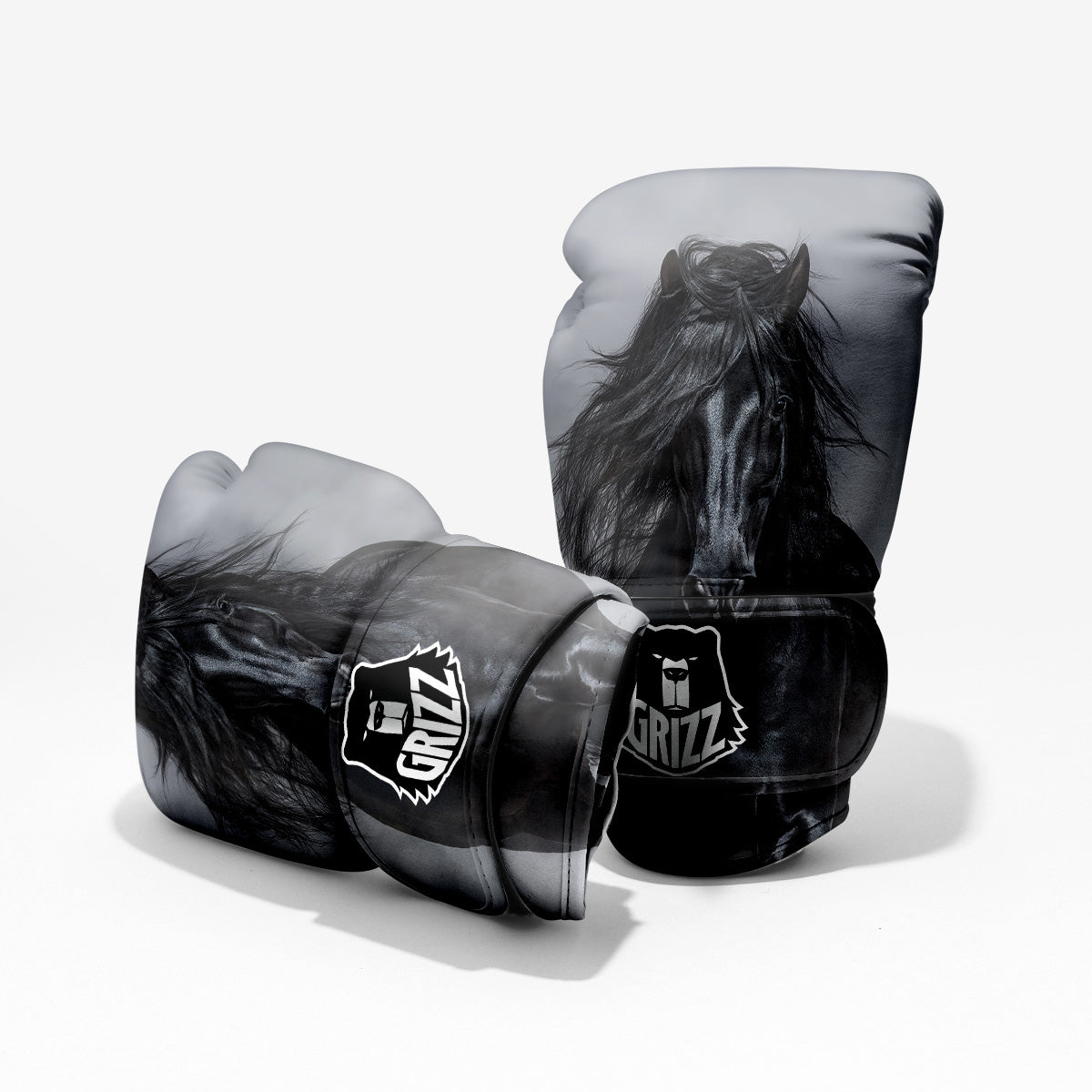 Horse Black Stallion Print Pro Boxing Glove
