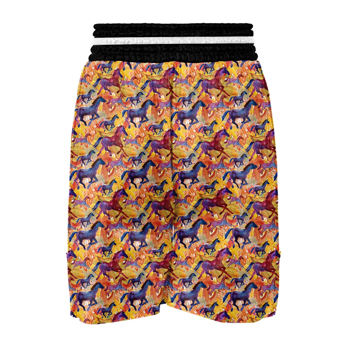 Horse Hand Drawn Pattern Print Boxing Shorts-grizzshop