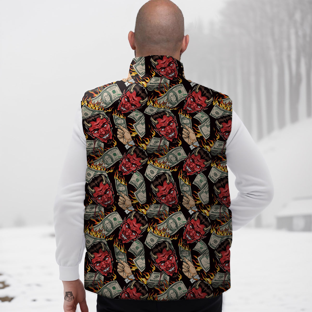 Horse Hand Drawn Pattern Print Down Vest