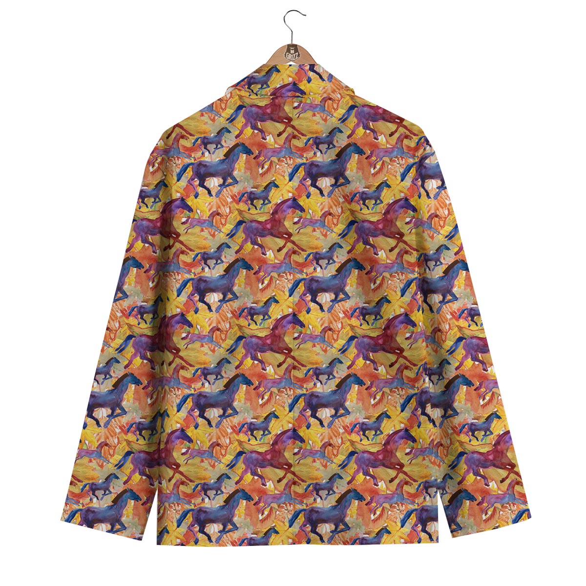 Horse Hand Drawn Pattern Print Men's Blazer-grizzshop