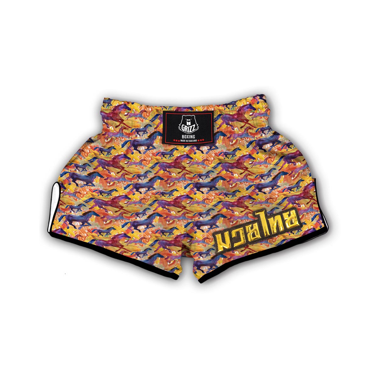 Horse Hand Drawn Pattern Print Muay Thai Boxing Shorts-grizzshop