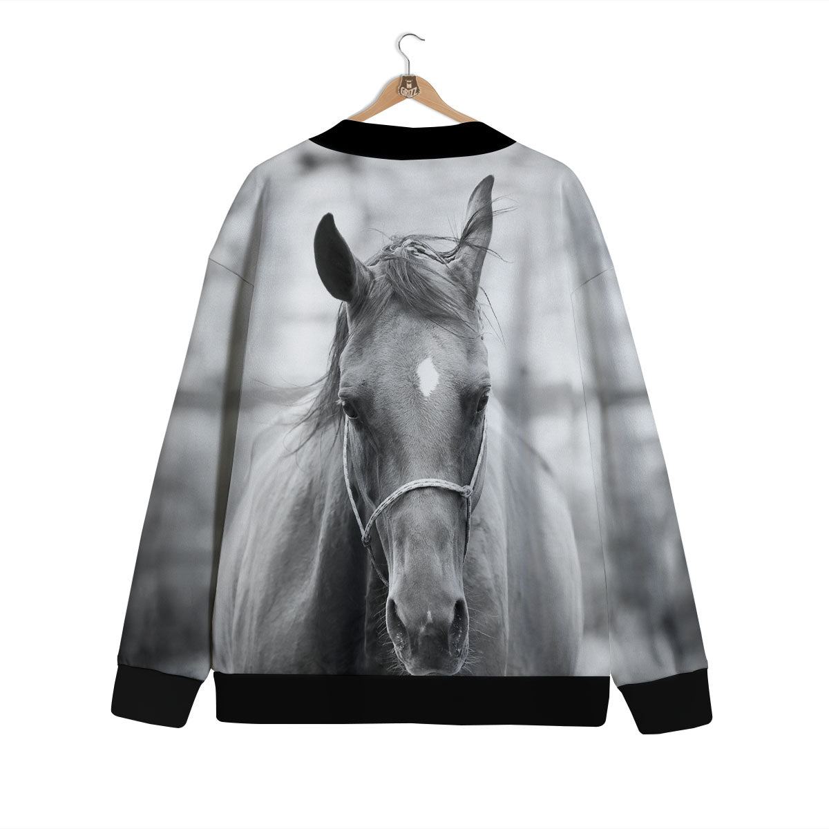 Horse Monochrome Print Cardigan-grizzshop