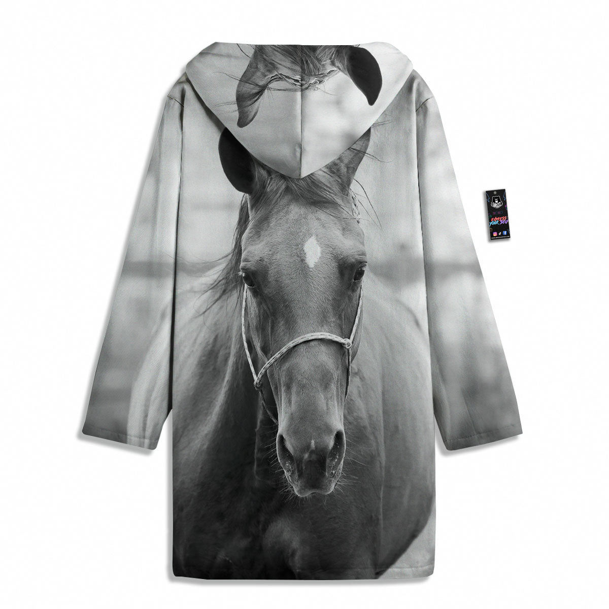 Horse Monochrome Print Men's Windbreaker Jacket-grizzshop