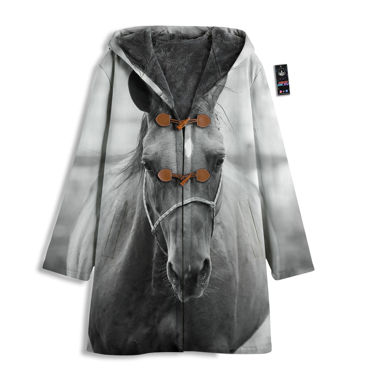 Horse Monochrome Print Men's Windbreaker Jacket-grizzshop