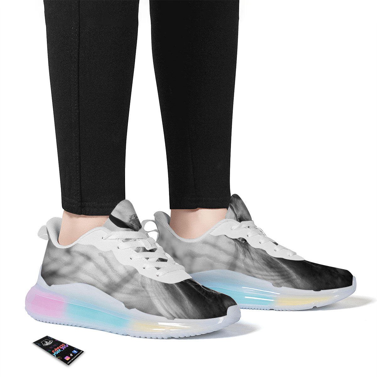 Horse Monochrome Print Running Sneakers-grizzshop