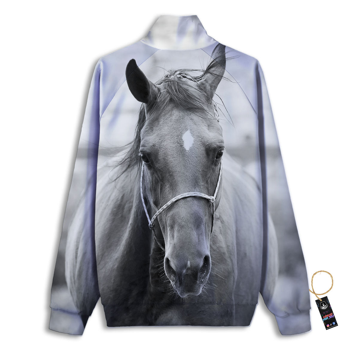 Horse Monochrome Print Track Jacket-grizzshop