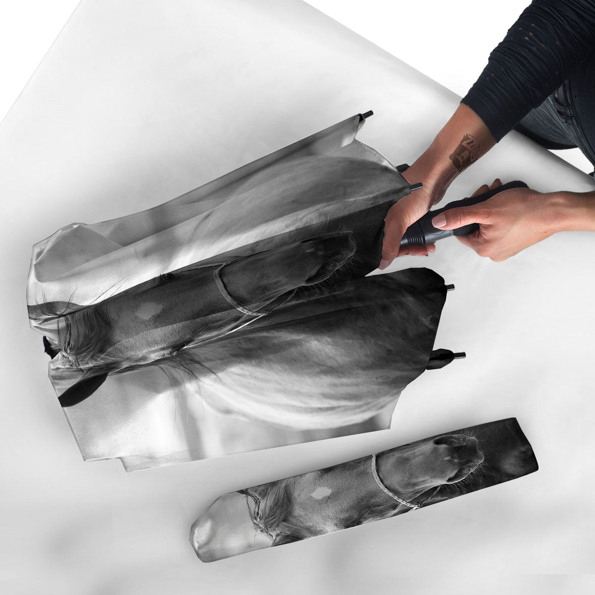 Horse Monochrome Print Umbrella-grizzshop