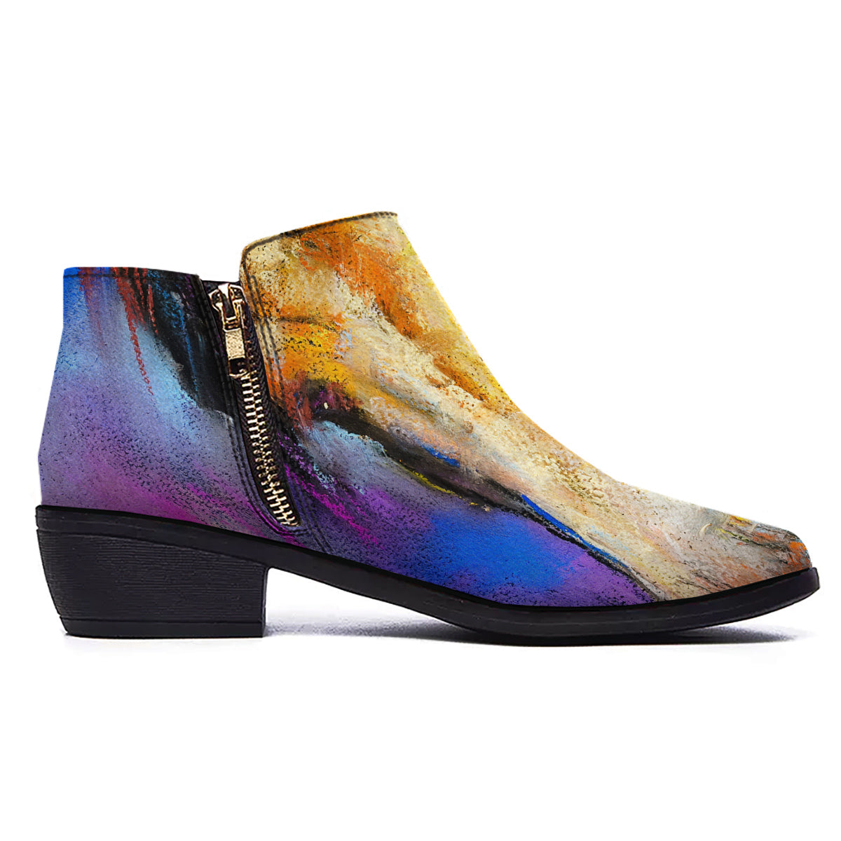 Horse Painting Colorful Print Ankle Boots-grizzshop