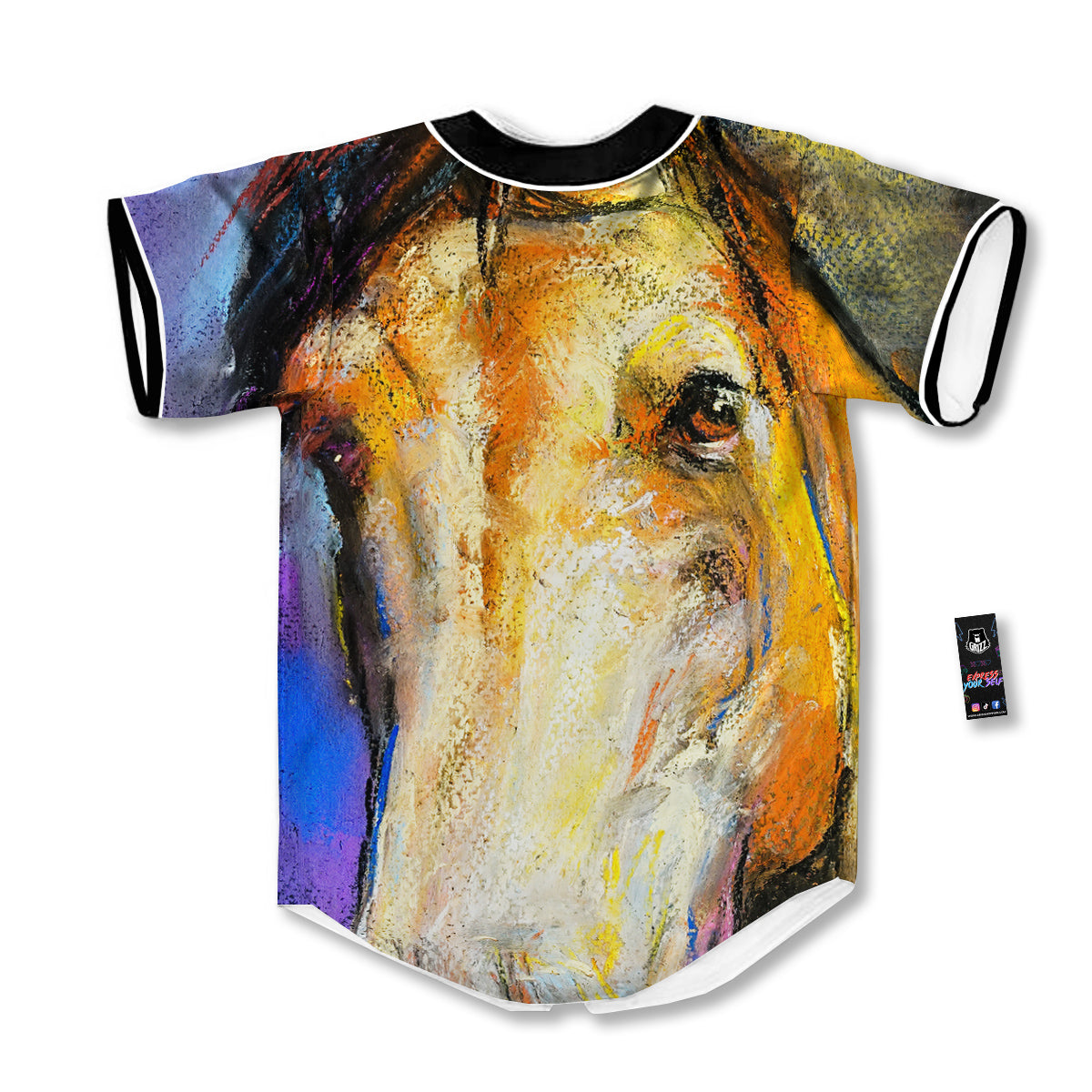 Horse Painting Colorful Print Baseball Jersey-grizzshop