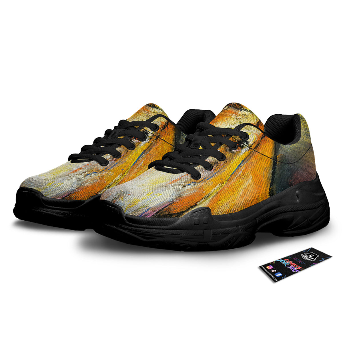 Horse Painting Colorful Print Black Chunky Shoes-grizzshop