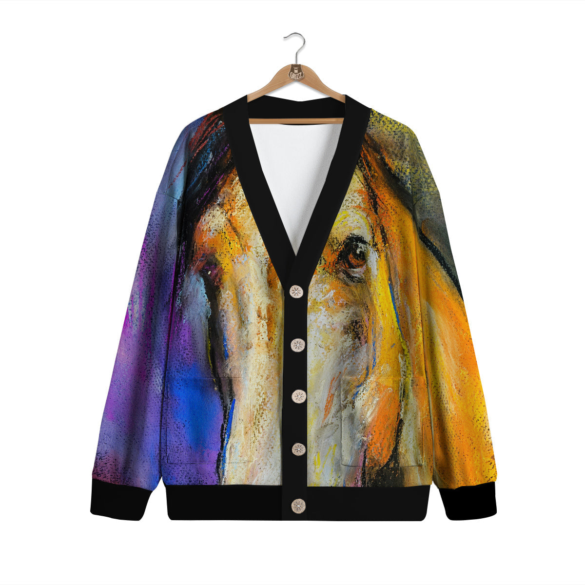 Horse Painting Colorful Print Cardigan-grizzshop
