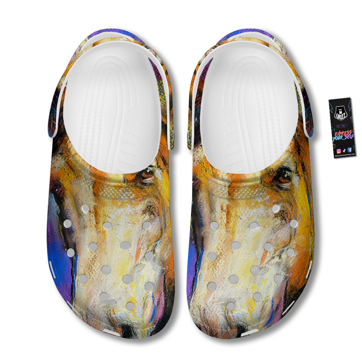 Horse Painting Colorful Print Clog-grizzshop