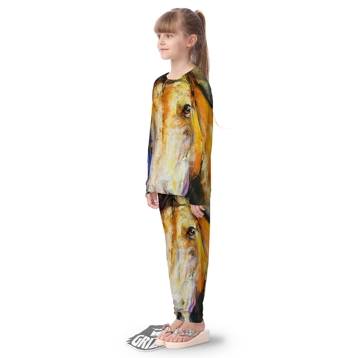 Horse Painting Colorful Print Kid's Pajamas-grizzshop