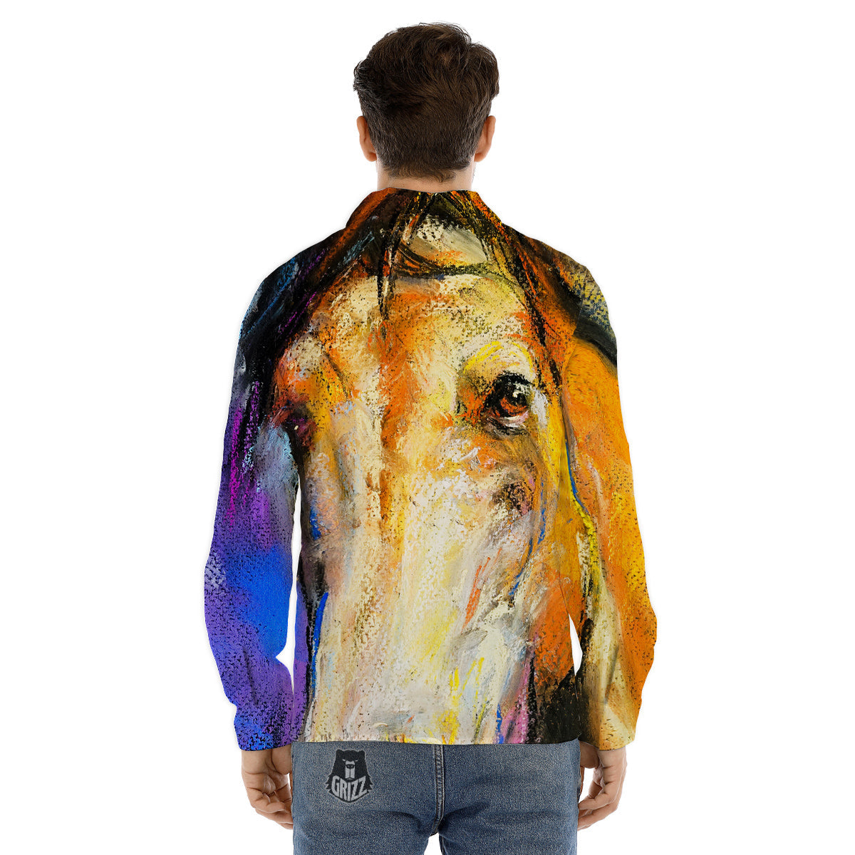 Horse Painting Colorful Print Men's Dress Shirts-grizzshop