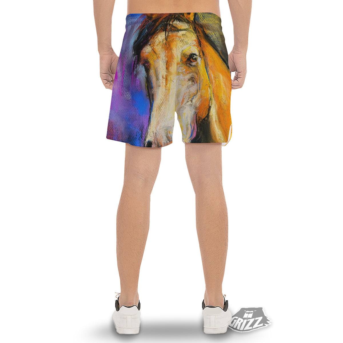 Horse Painting Colorful Print Men's Gym Shorts-grizzshop