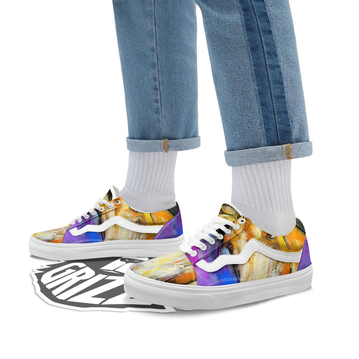 Horse Painting Colorful Print Skate Shoes-grizzshop