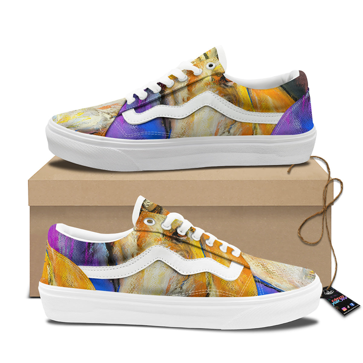 Horse Painting Colorful Print Skate Shoes-grizzshop