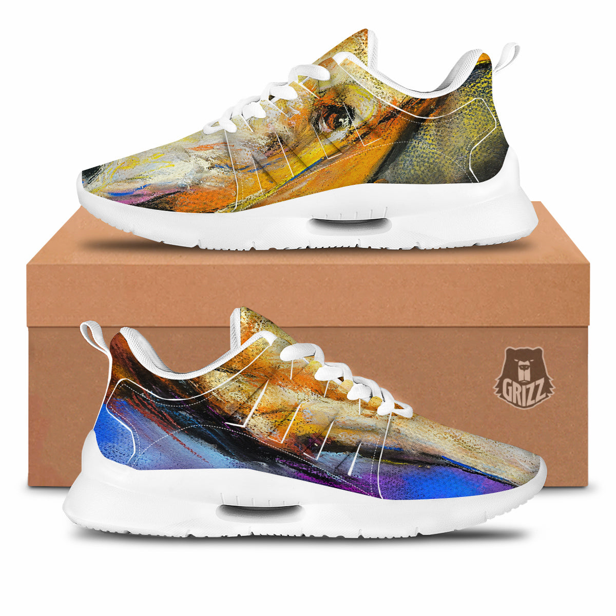 Horse Painting Colorful Print Tennis Shoes-grizzshop