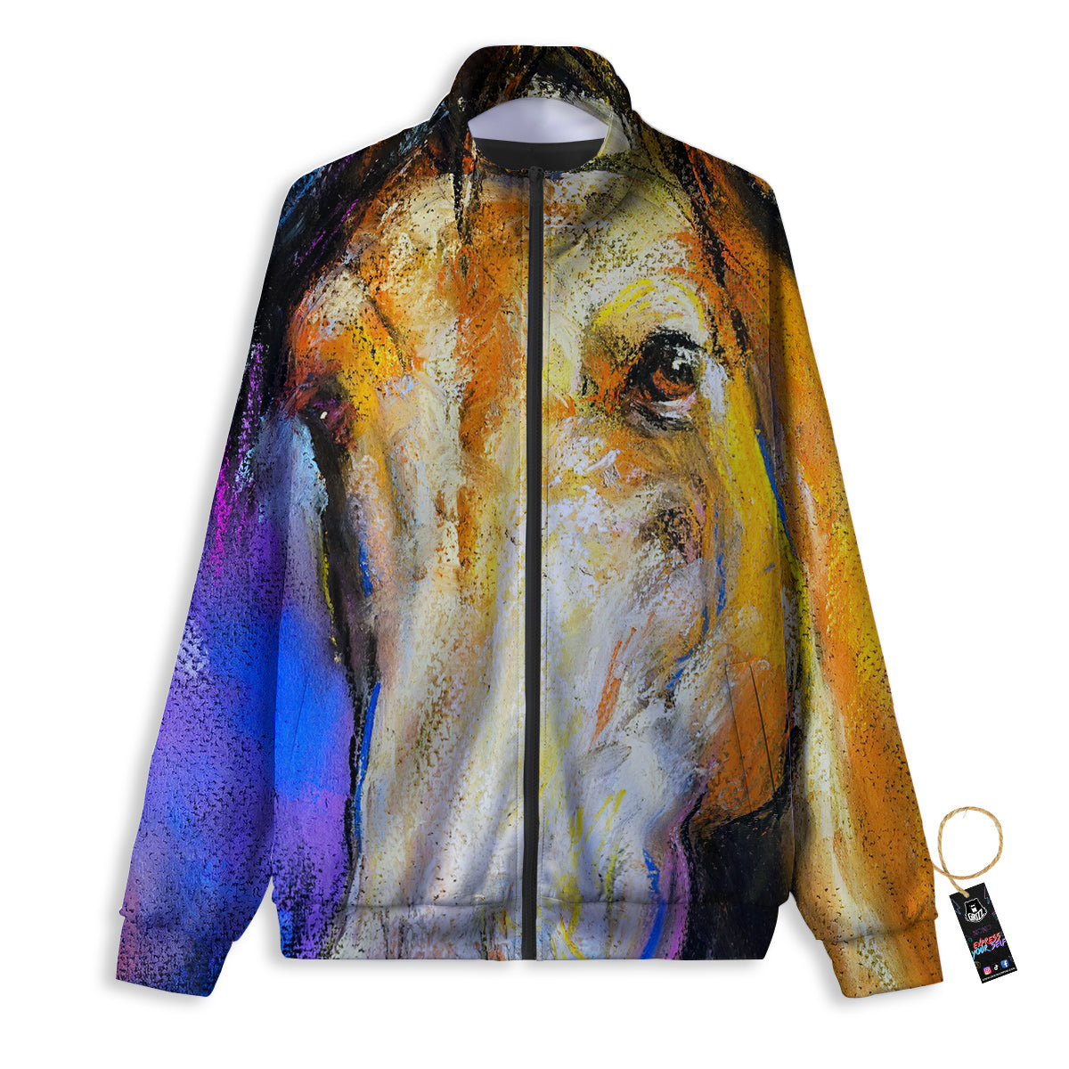 Horse Painting Colorful Print Track Jacket-grizzshop