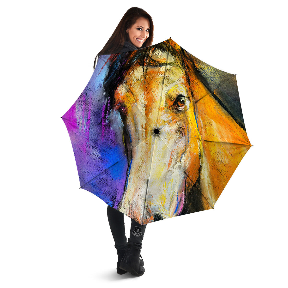 Horse Painting Colorful Print Umbrella-grizzshop
