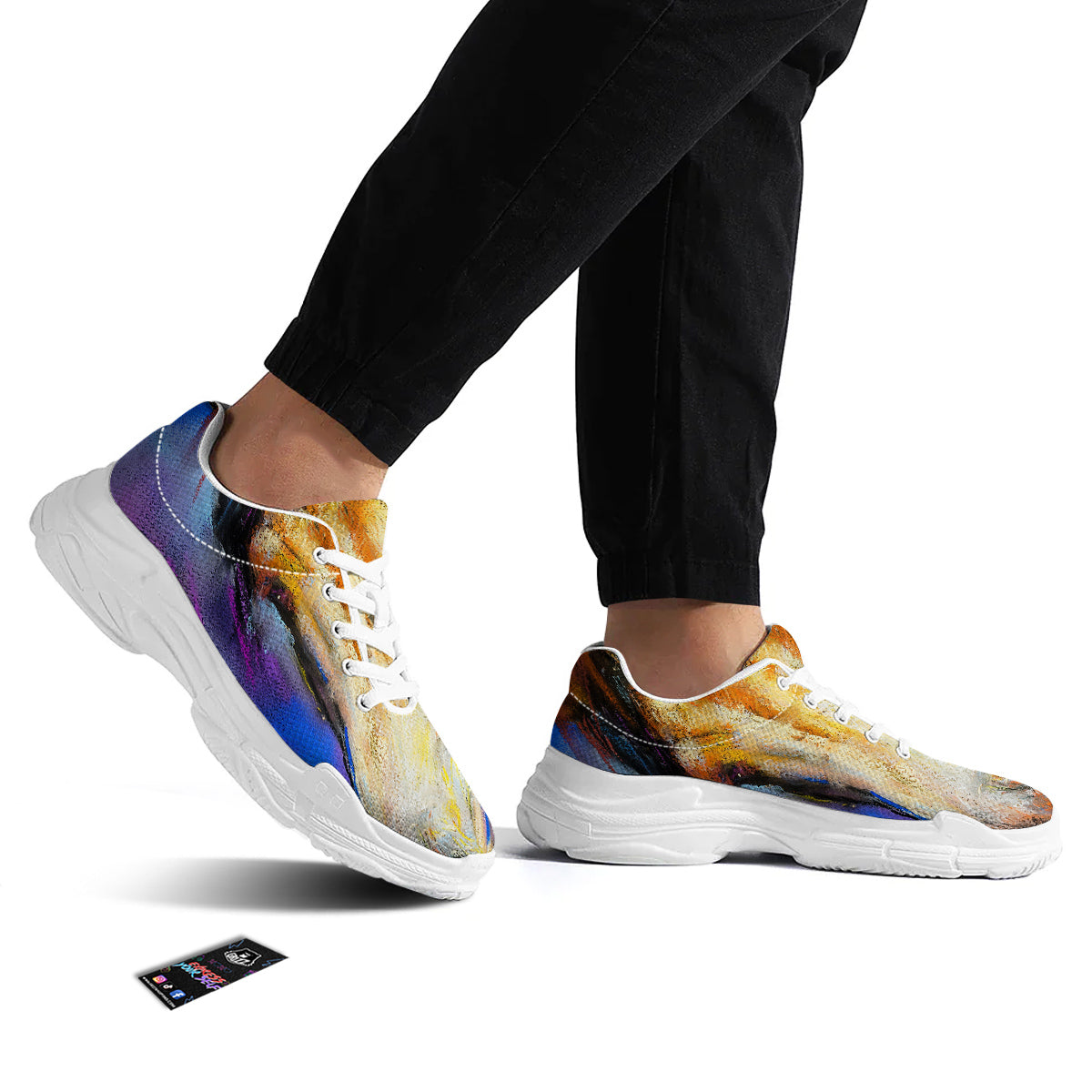 Horse Painting Colorful Print White Chunky Shoes-grizzshop