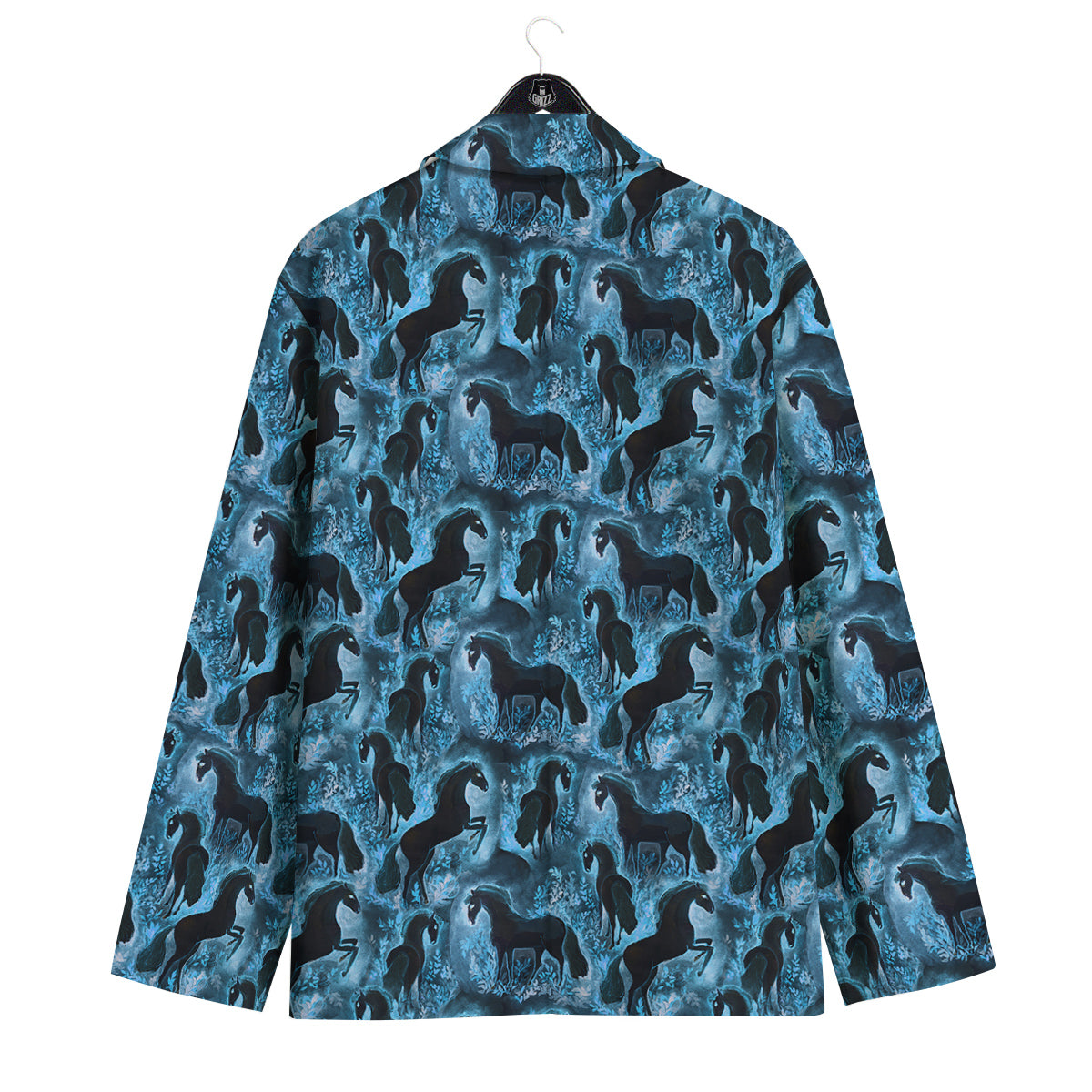 Horse Painting Dark Blue Print Men's Sport Coat-grizzshop