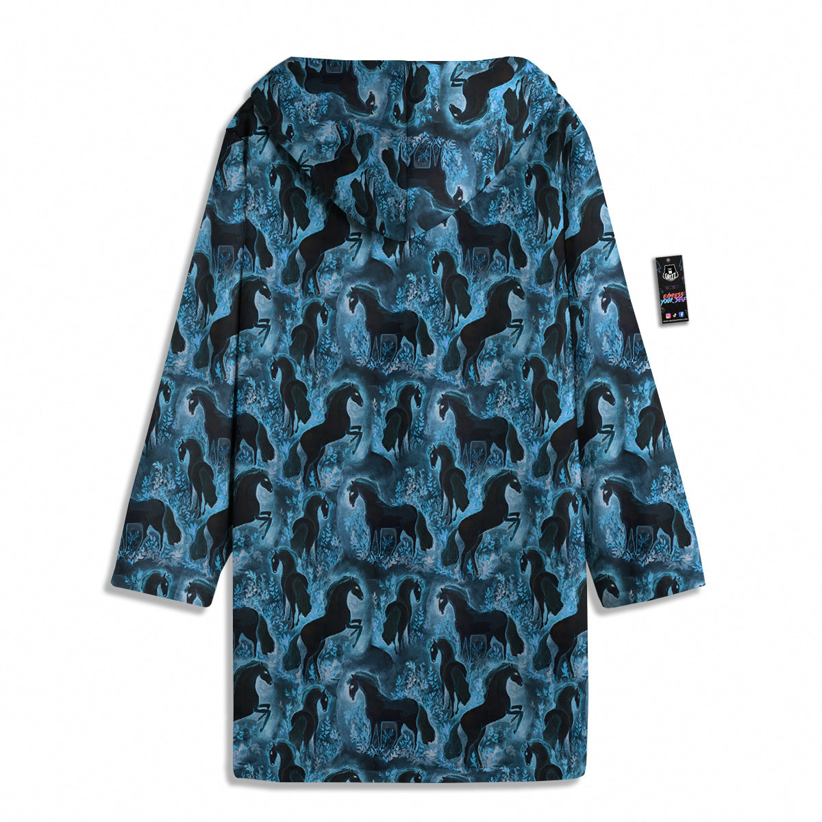 Horse Painting Dark Blue Print Men's Windbreaker Jacket-grizzshop
