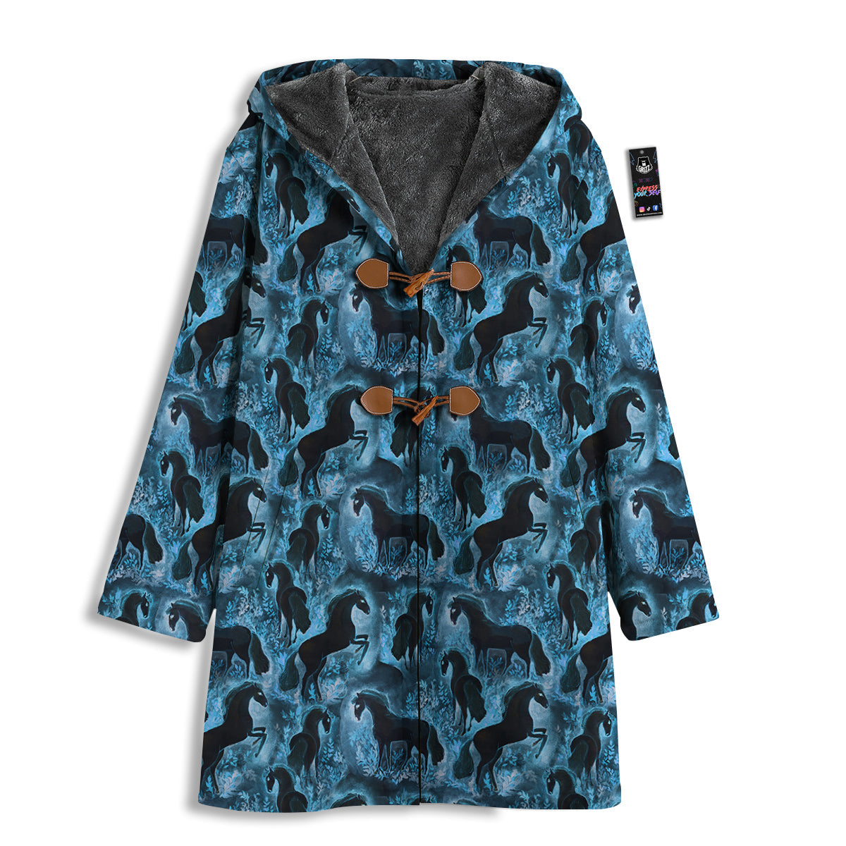 Horse Painting Dark Blue Print Men's Windbreaker Jacket-grizzshop
