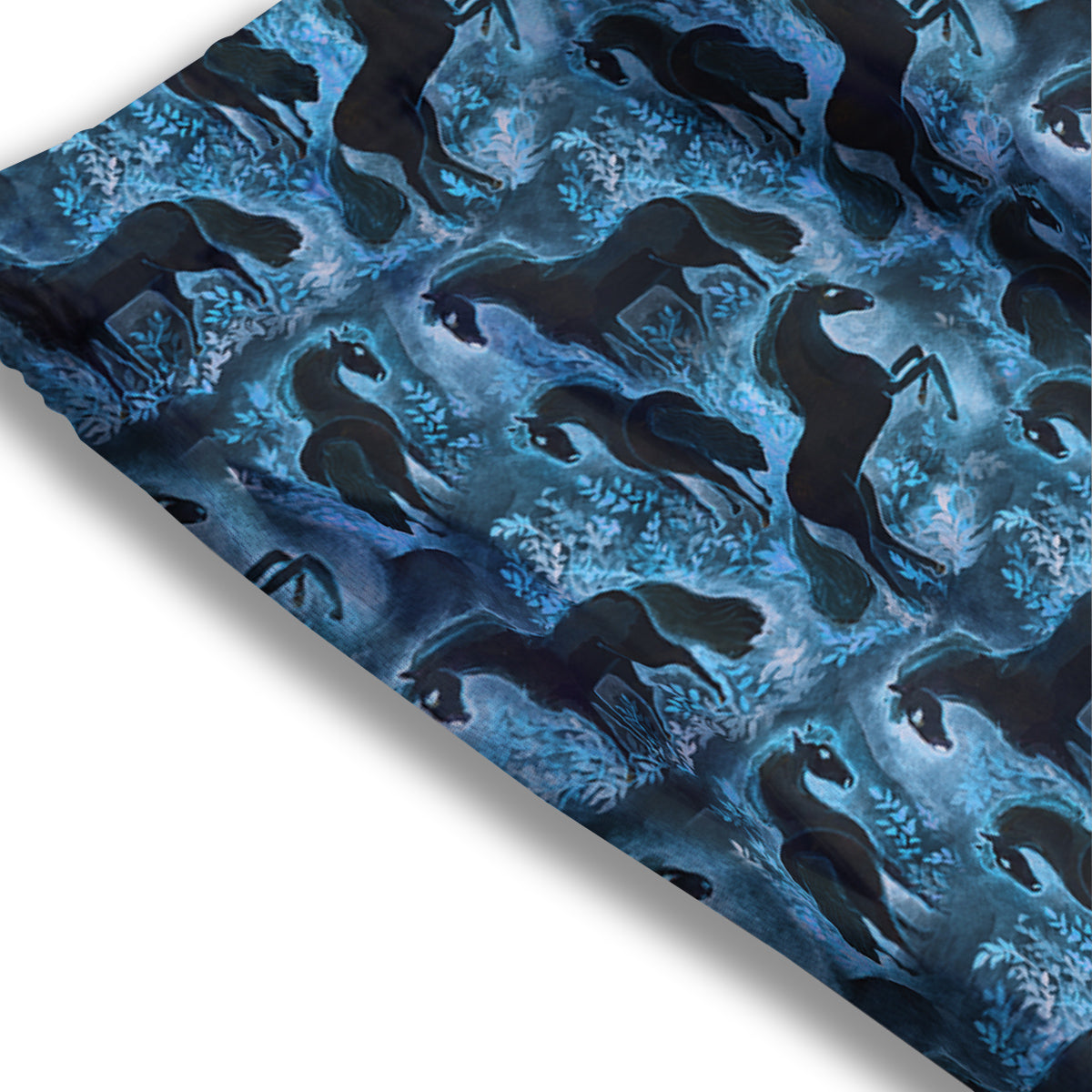 Horse Painting Dark Blue Print Mesh Shorts