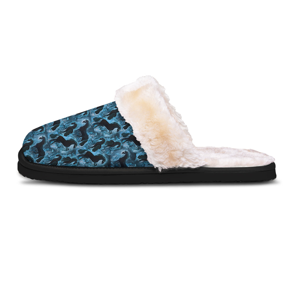 Horse Painting Dark Blue Print Slippers-grizzshop