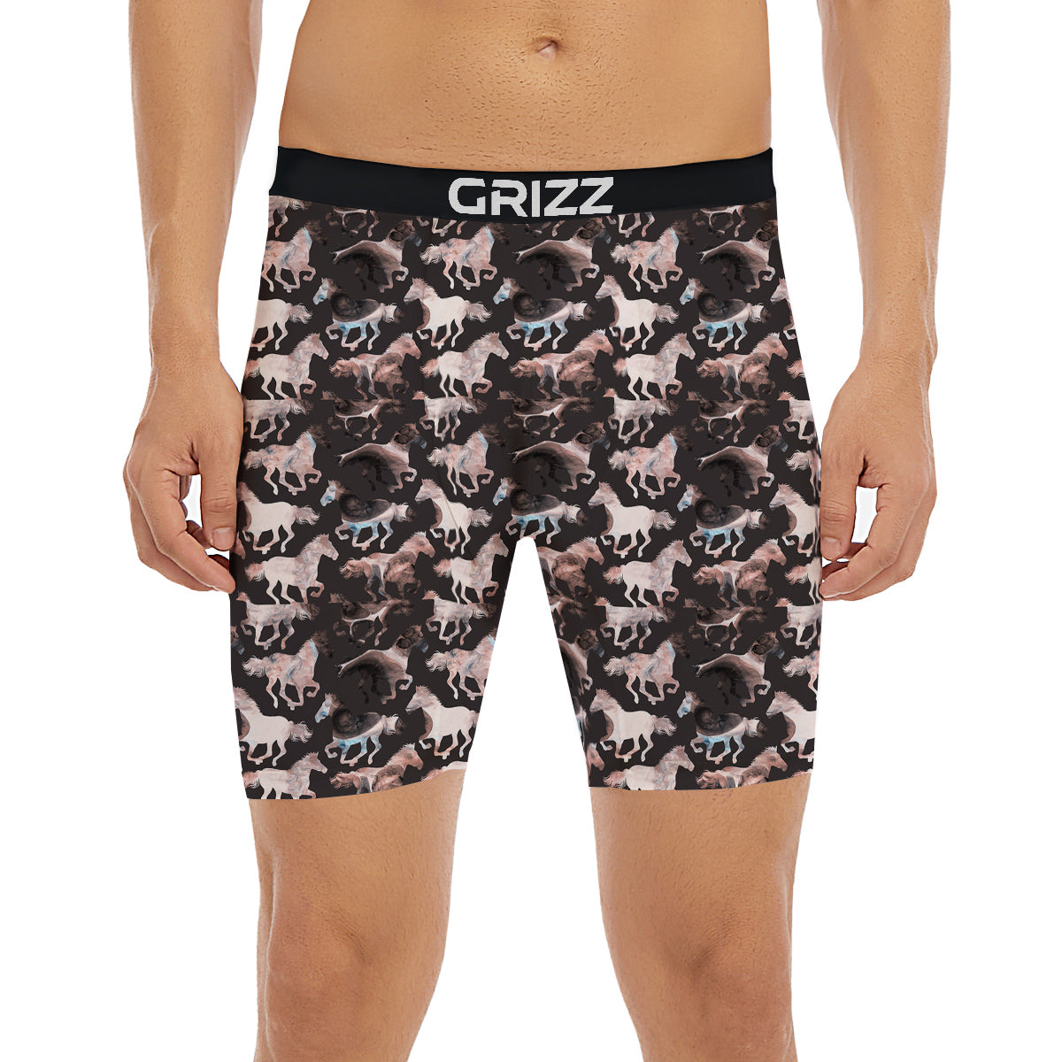 Horse Painting Dark Pink Print Boxer Briefs-grizzshop